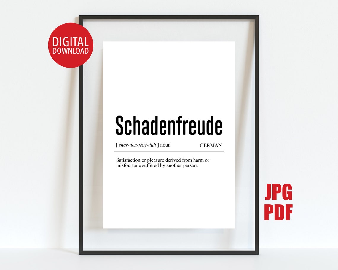 Schadenfreude Definition German Word Funny Dictionary Poster