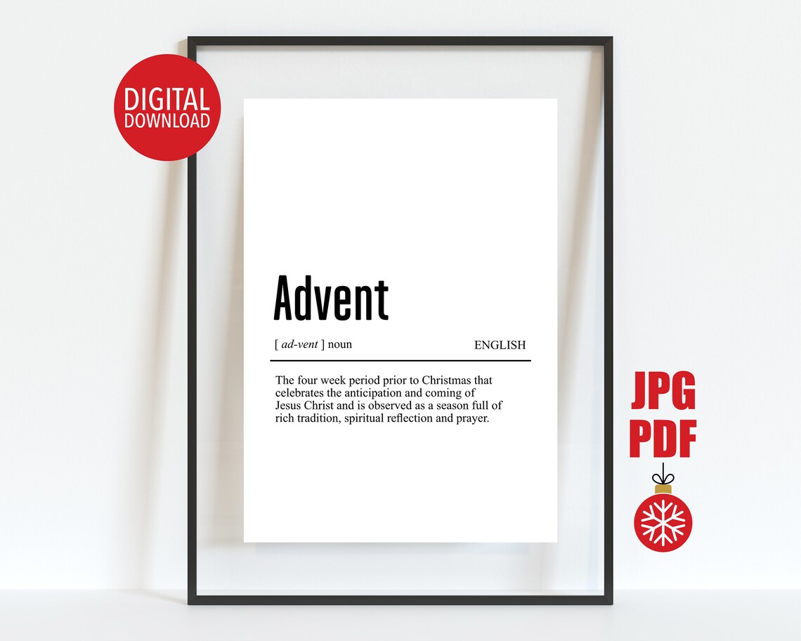 Advent Definition Christian Christmas Dictionary Art Holiday Poster