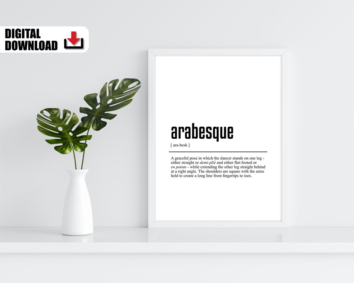 Arabesque Definition Dictionary Style Ballet Dancer Gift Poster - Image 2