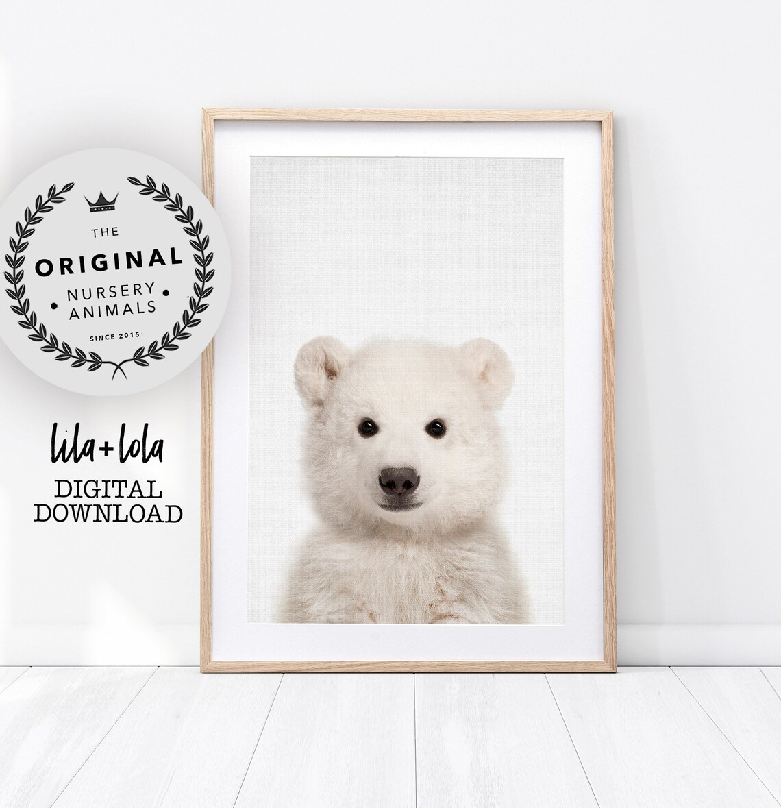 Baby Polar Bear Nursery Print, Peekaboo Animal Art