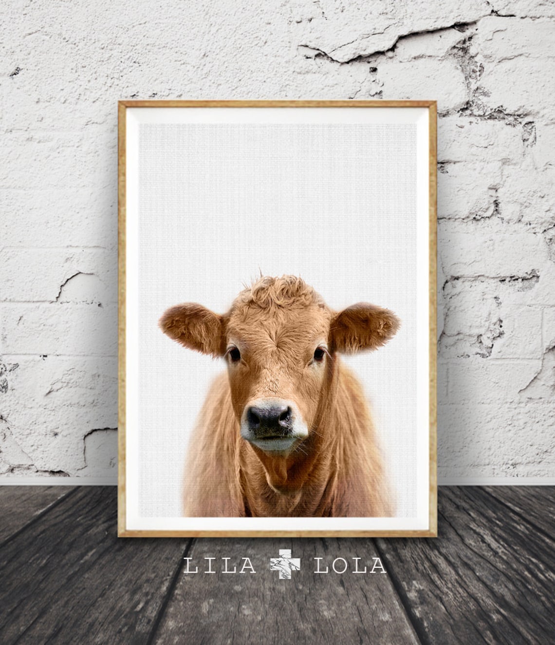 Cow Portrait Art Print, Farmhouse Nursery Decor