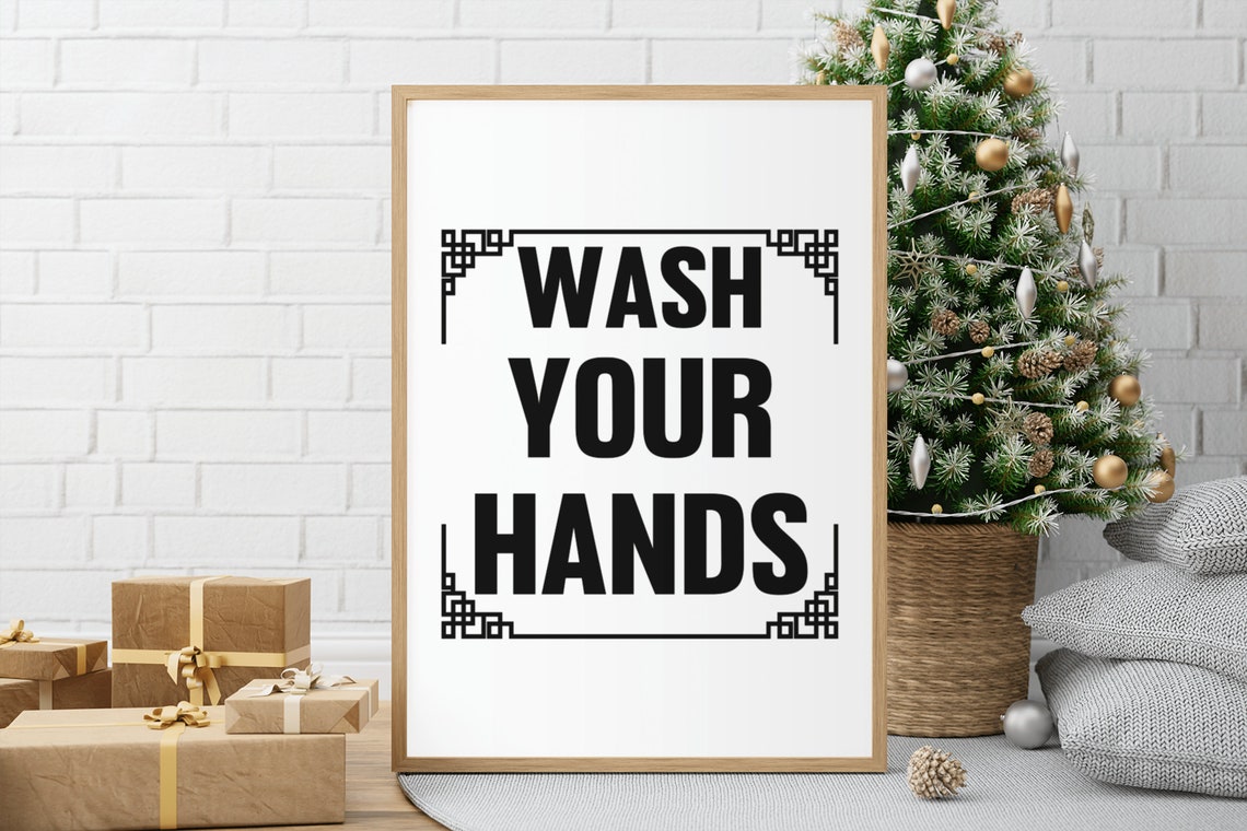 Wash Your Hands Bold Black Typography Bathroom Sink Sign Poster