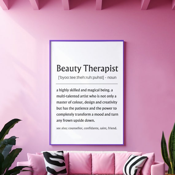 Beauty Therapist Definition Print Beauty Therapist Gift Gift For Beauty Therapist Beauty Salon Decor Wall Art
