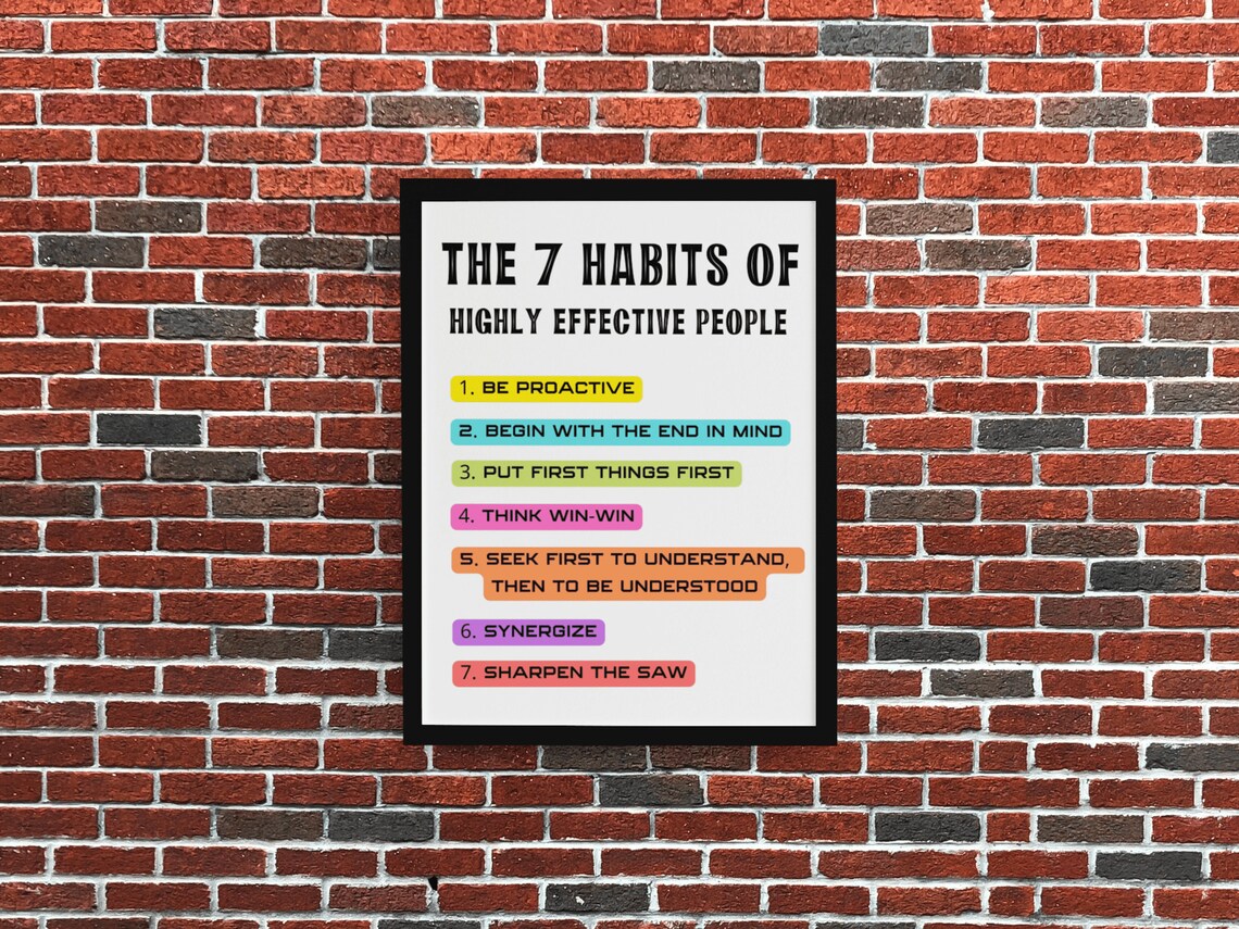 The 7 Habits Of Highly Effective People Colorful Motivational Poster - Image 3