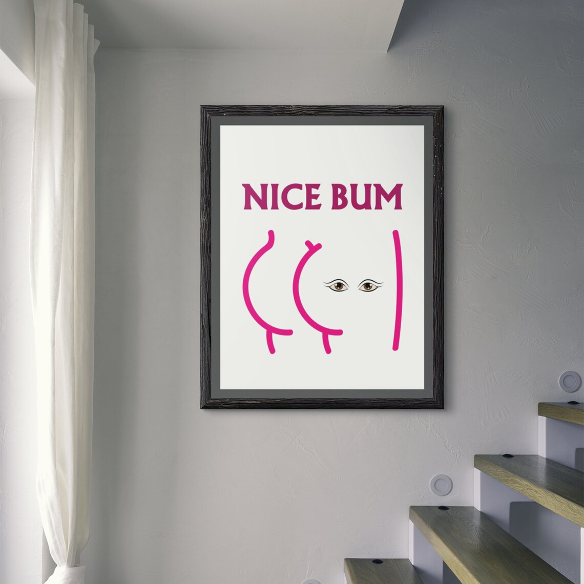 Nice Bum Magenta Bold Minimalist Line Art Cheeky Bathroom Poster - Image 8
