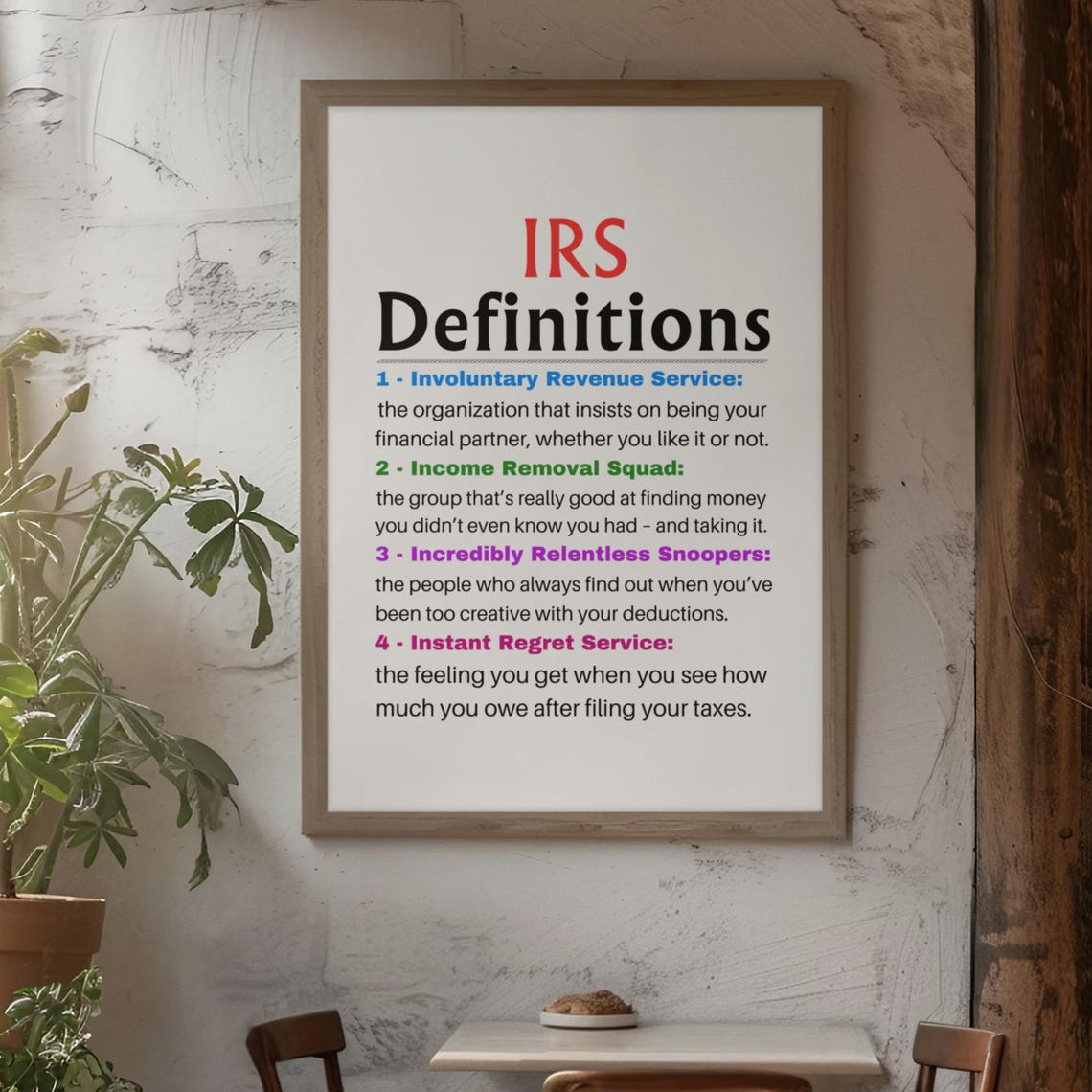 Funny IRS Definitions Tax Humor Office Wall Poster Decor Gift - Image 4