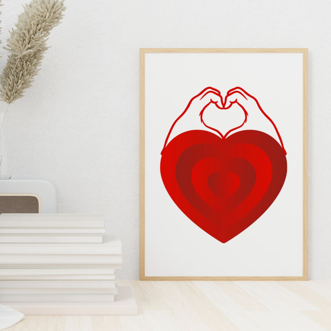 Red Heart Hand Heart Modern Valentine Love Decorative Poster - Image 7