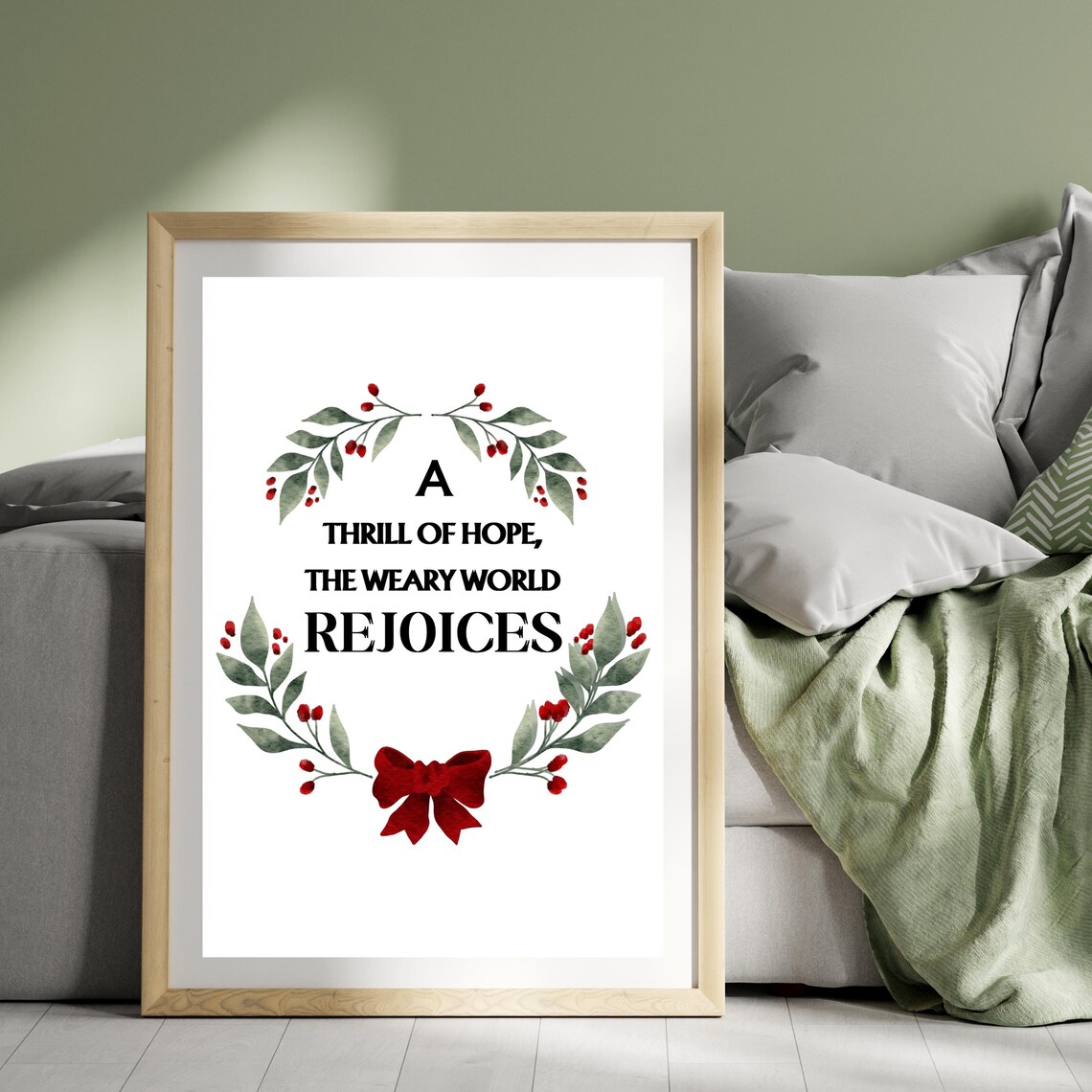 A Thrill Of Hope The Weary World Rejoices Christmas Wreath Poster - Image 3