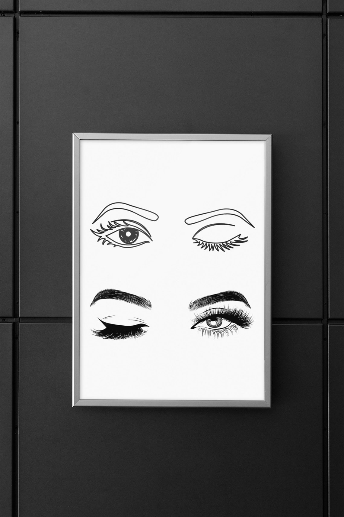 Winking Eyes Lash Line Art Beauty Salon Feminine Eye Sketch Poster - Image 9