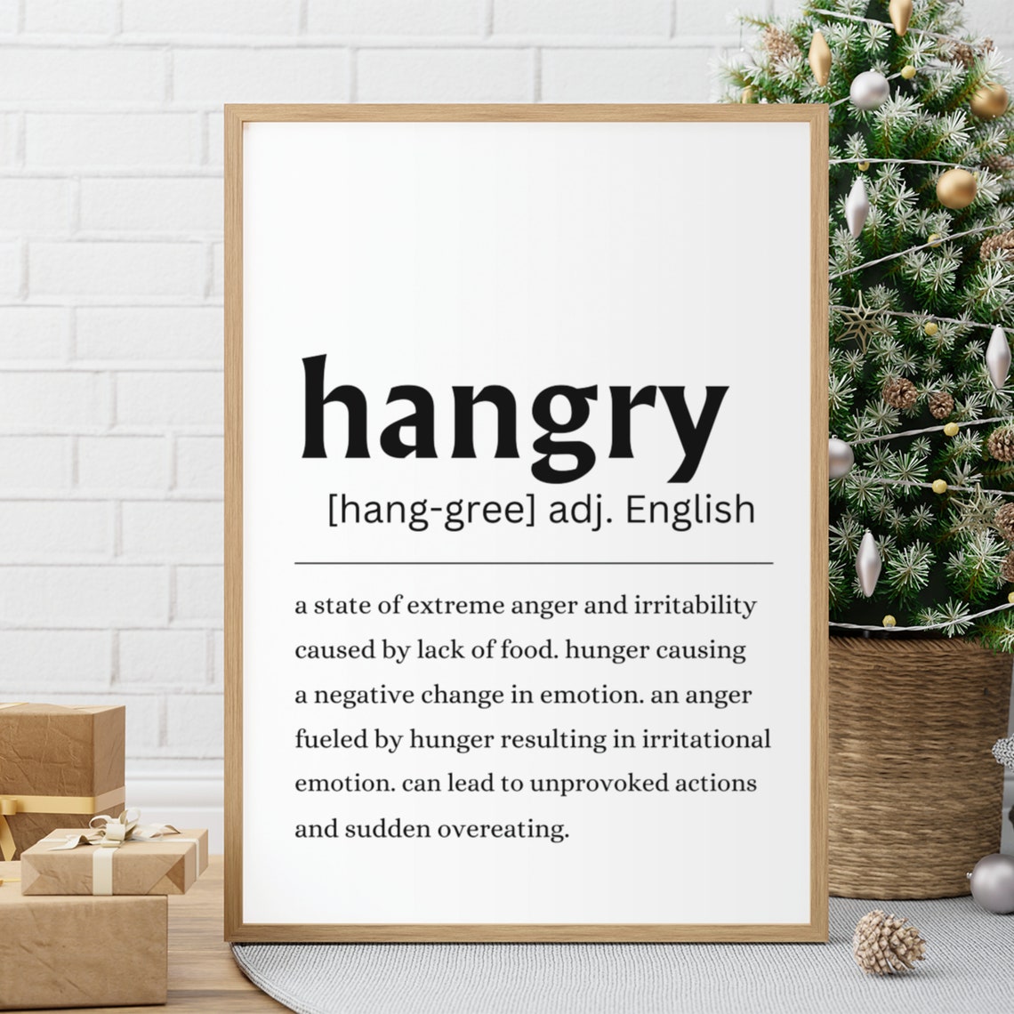 Hangry Funny Definition Kitchen Food Quote Humor Wall Poster - Image 2