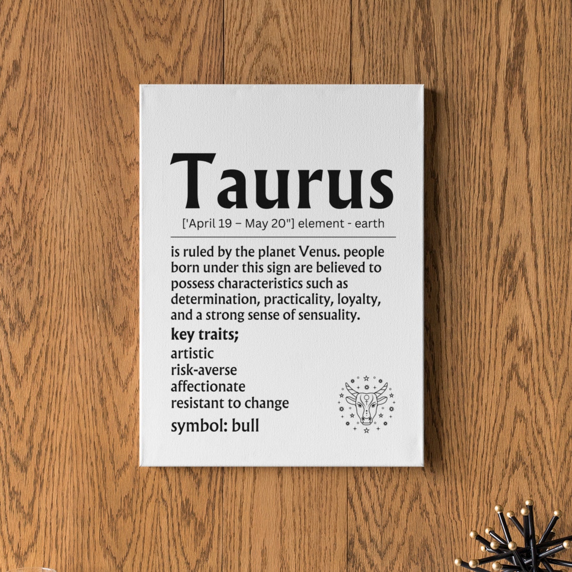 Taurus Zodiac Definition Sign Bull Symbol Earth Sign Wall Poster - Image 2