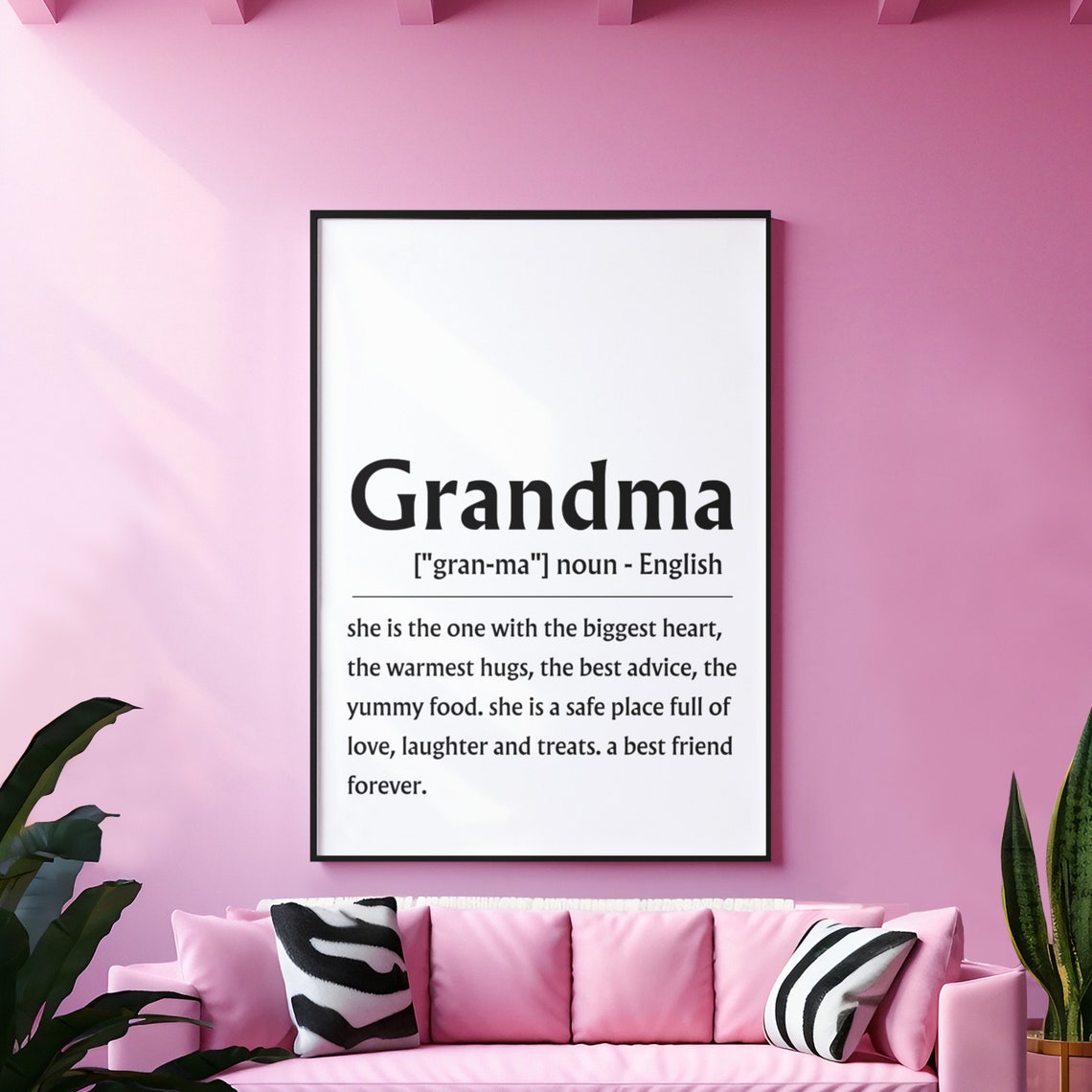 Grandma Definition Sign Best Friend Gift Black Type Wall Poster