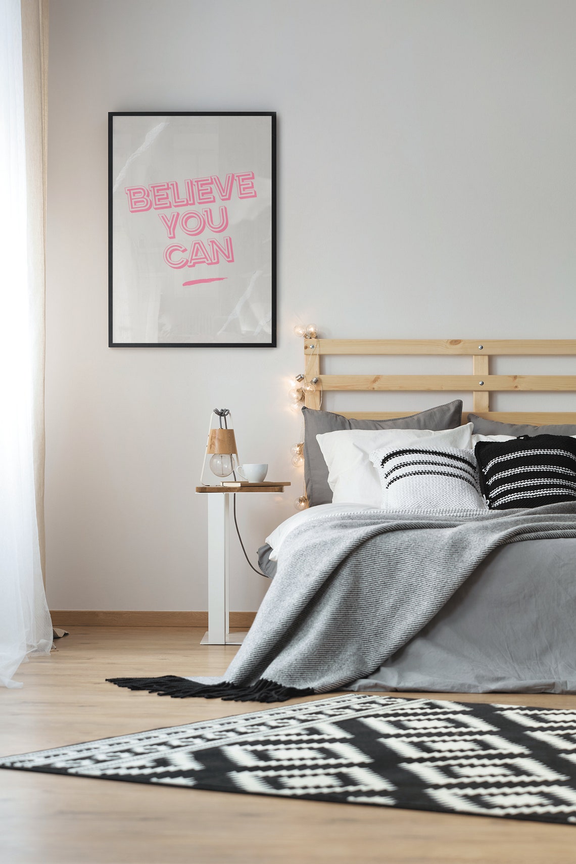 Believe You Can Motivational Quote Retro Typography Wall Poster - Image 3