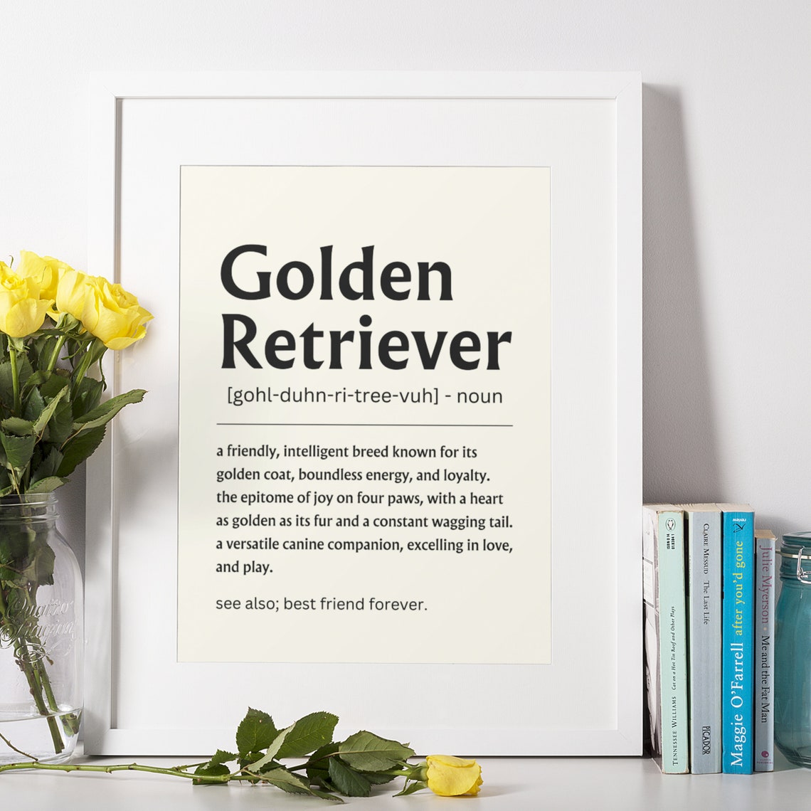 Golden Retriever Dog Breed Definition Dictionary Style Art Poster - Image 3