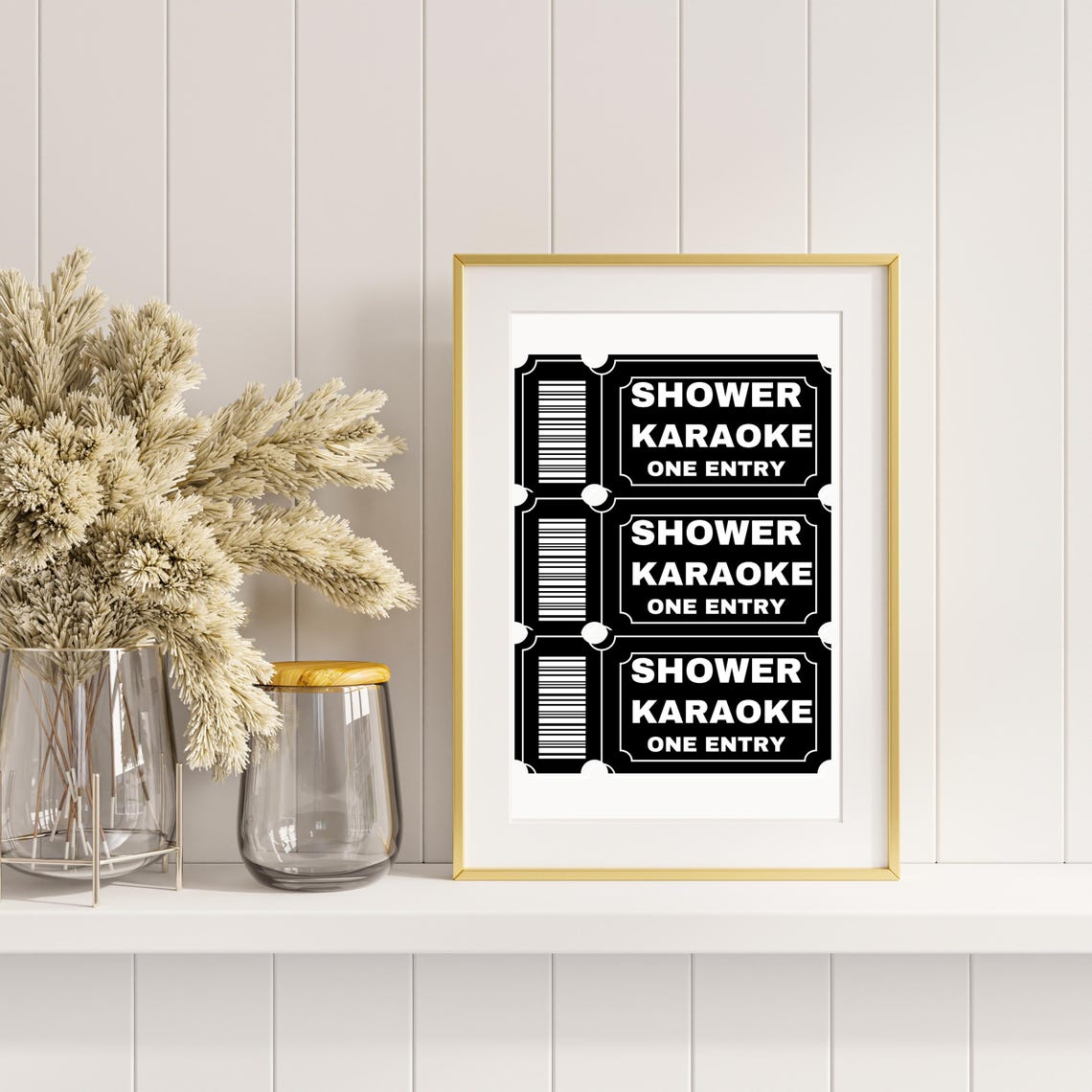 Shower Karaoke Ticket Black White Bathroom Funny Music Gift Poster - Image 2