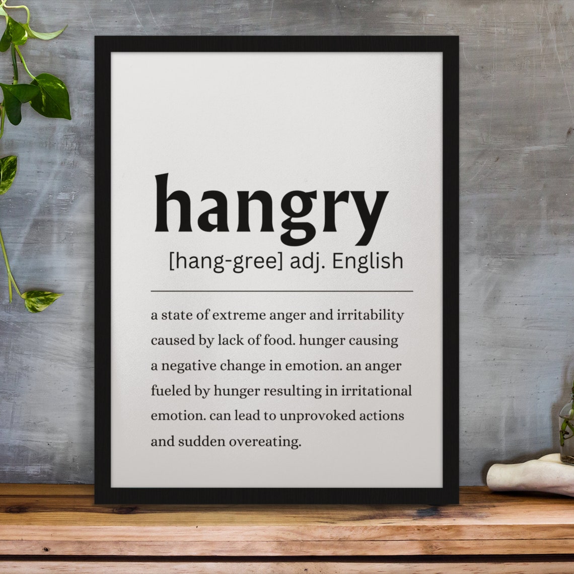 Hangry Funny Definition Kitchen Food Quote Humor Wall Poster - Image 3