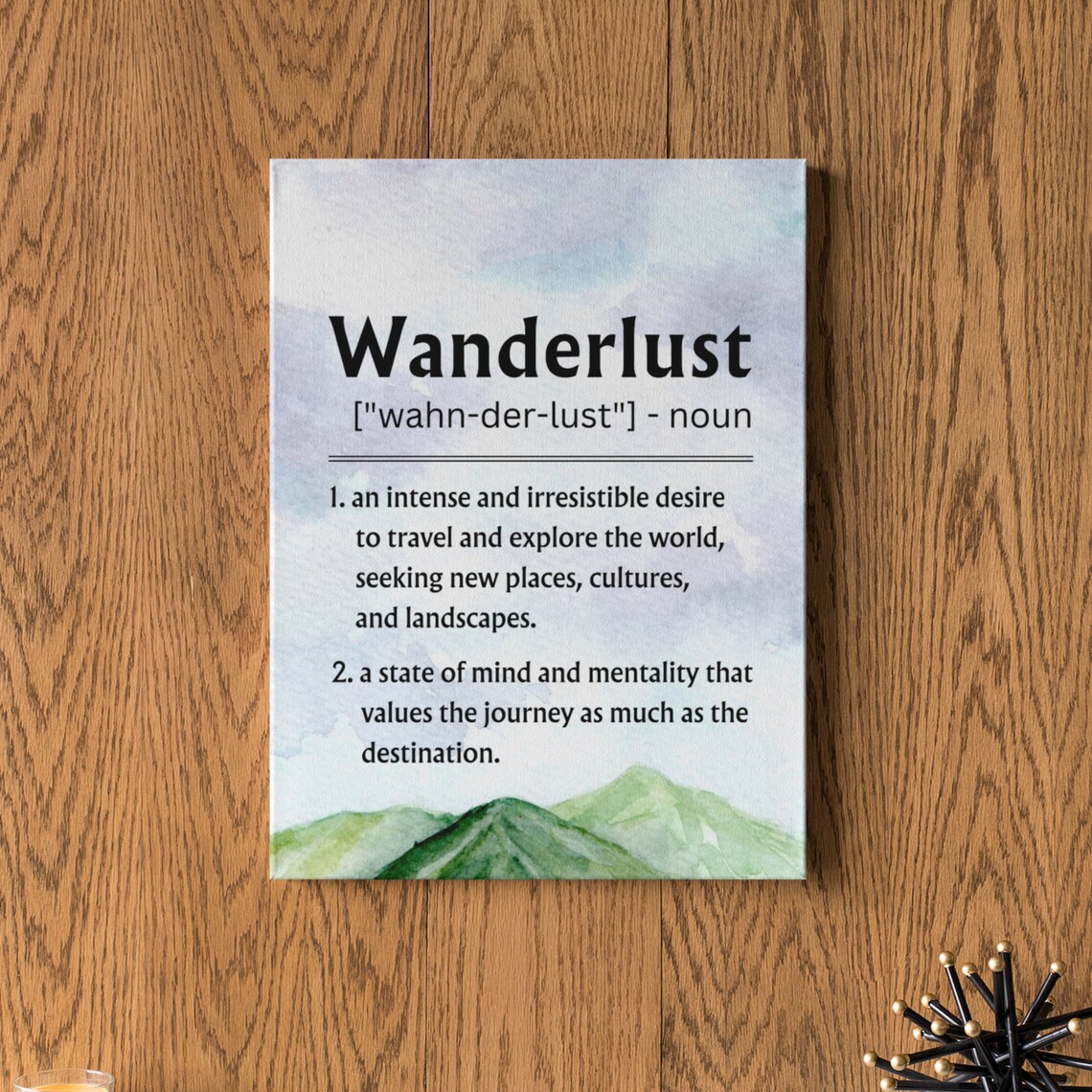 Wanderlust Definition Travel Quote Watercolor Mountain Adventure Poster - Image 5