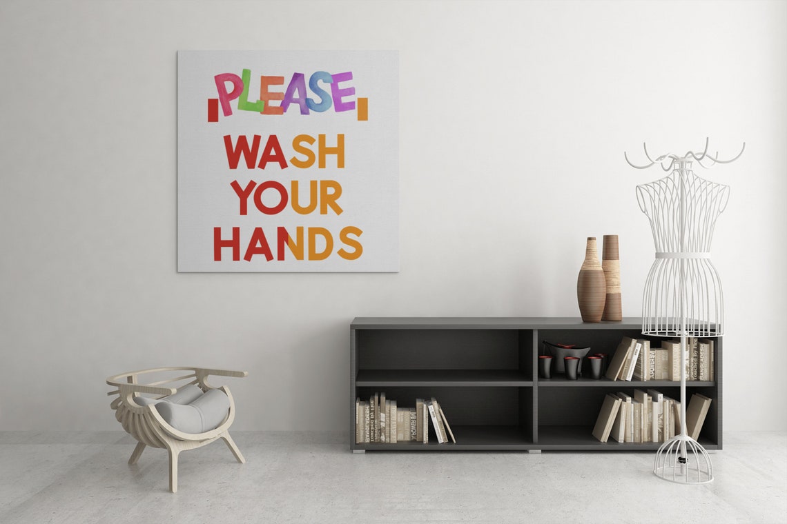 Please Wash Your Hands Rainbow Watercolor Kids Bathroom Poster - Image 5