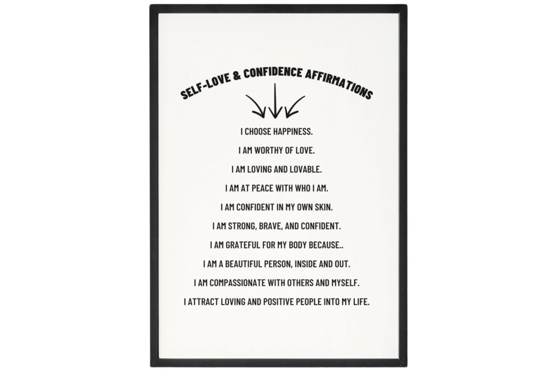 Self Love And Confidence Affirmations Daily Positive Mindset Poster