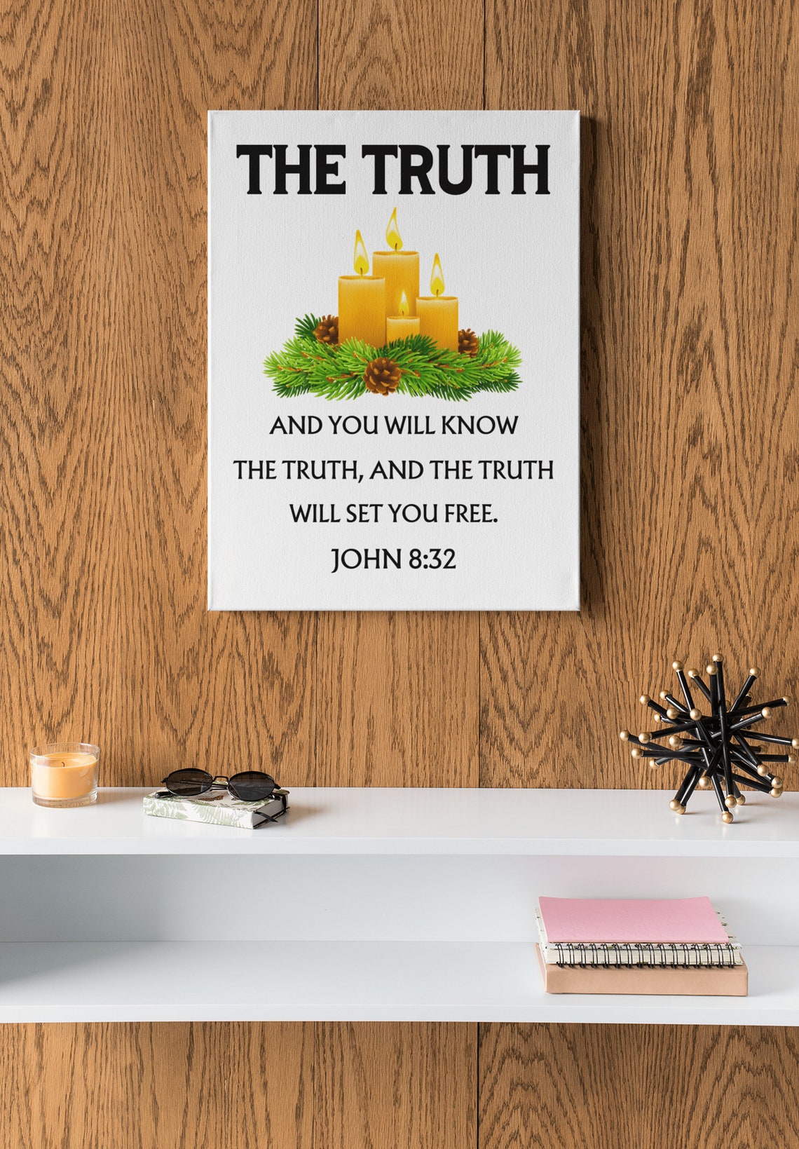 John 8:32 The Truth Will Set You Free Christmas Candle Faith Poster - Image 2