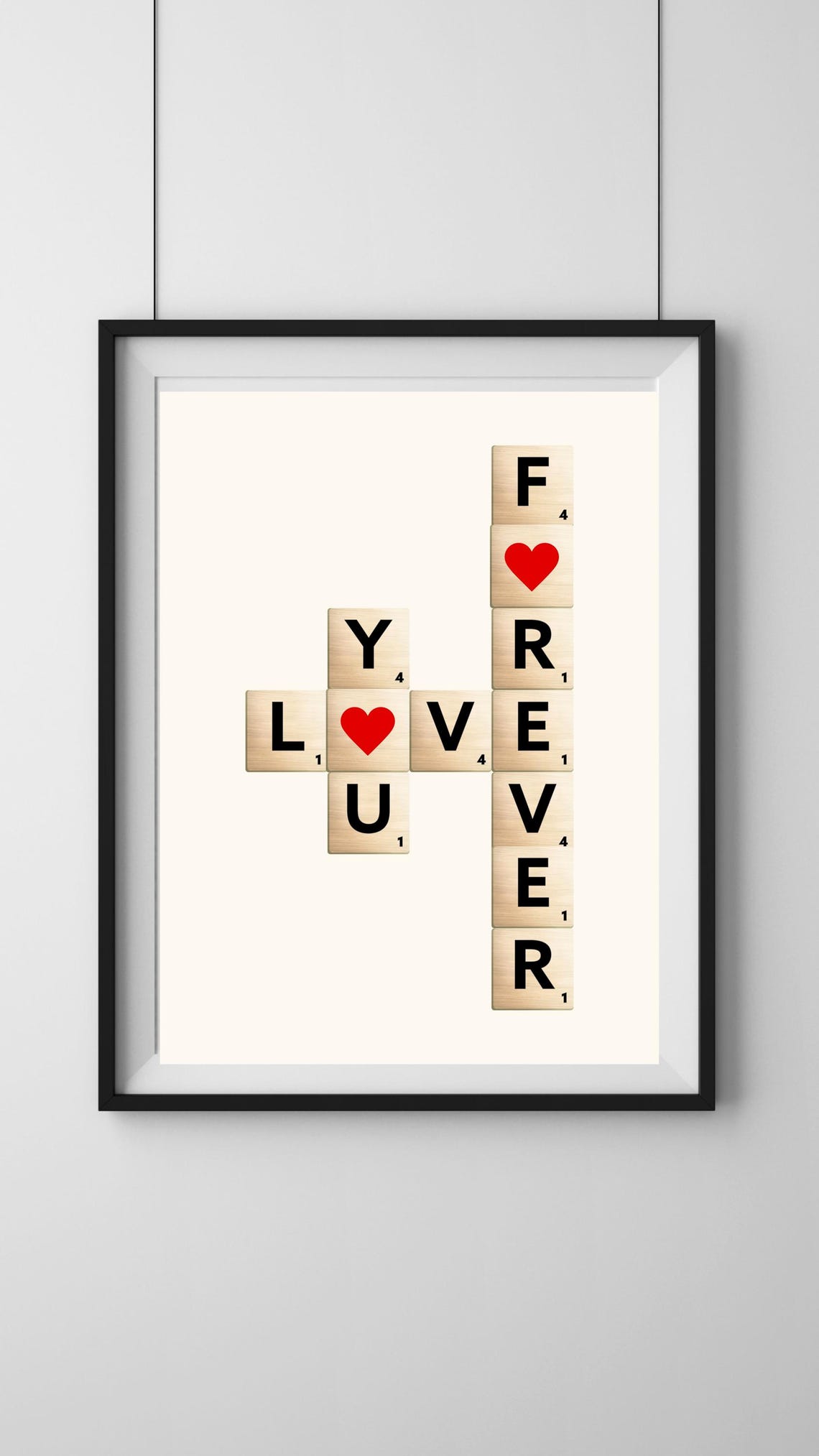 Love Forever Scrabble Tile Heart Art Romantic Bedroom Decor Poster - Image 2