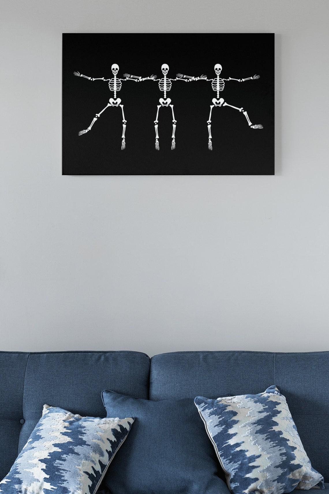 Dancing Skeletons Halloween Spooky Black White Fun Goth Poster - Image 5