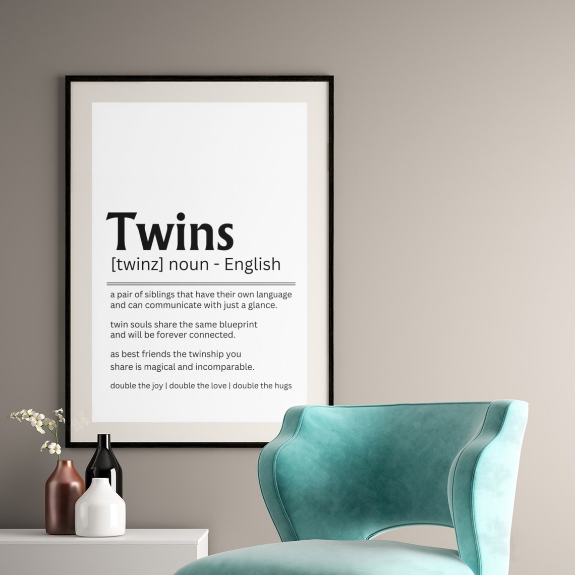 Twins Definition Double the Joy Love Hugs Family Keepsake Poster - Image 7