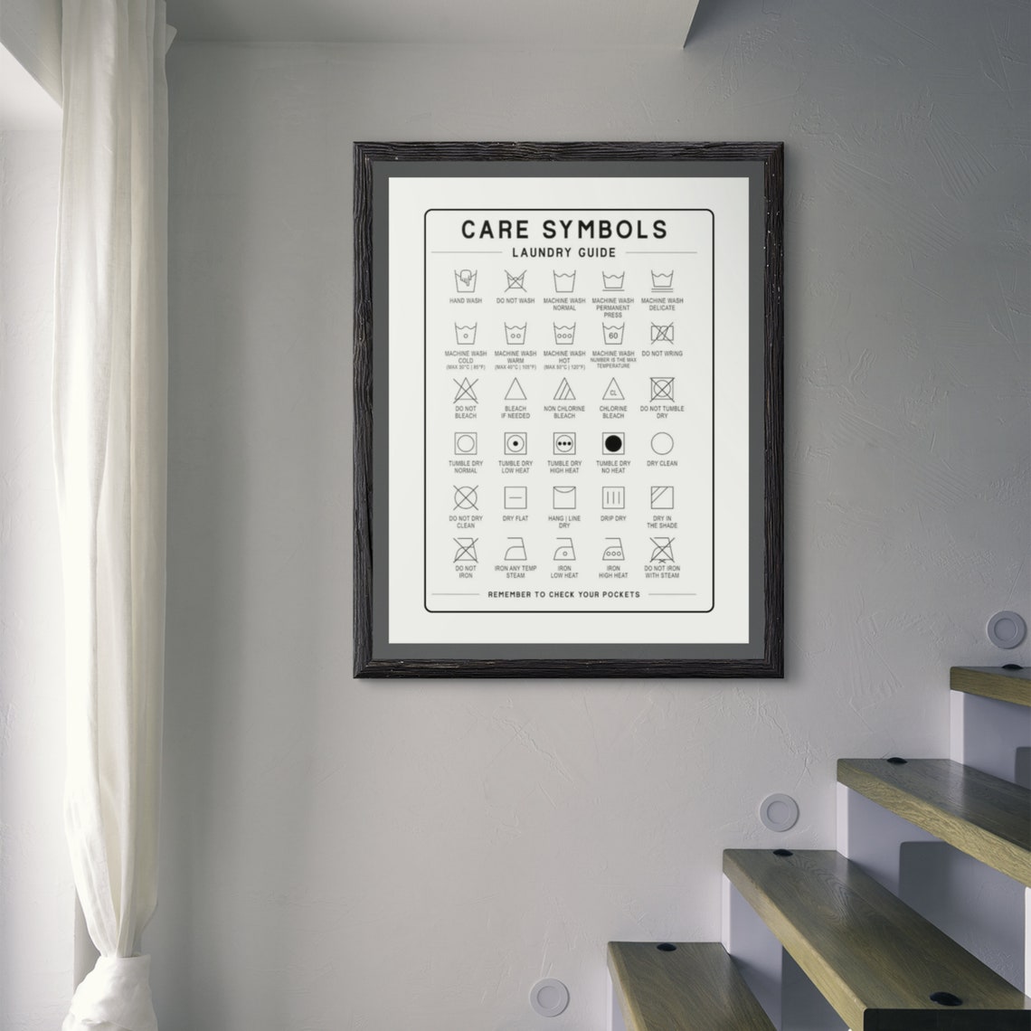 Laundry Care Symbols Guide Wash Dry Iron Chart Wall Decor Poster - Image 9