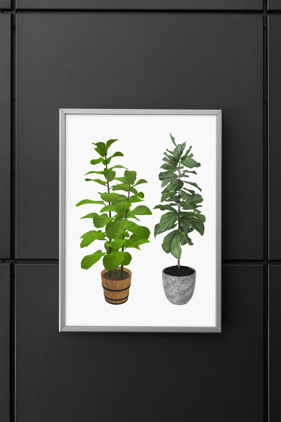 House Plant Art Two Potted Plants Watercolor Botanical Leaf Poster - Image 7