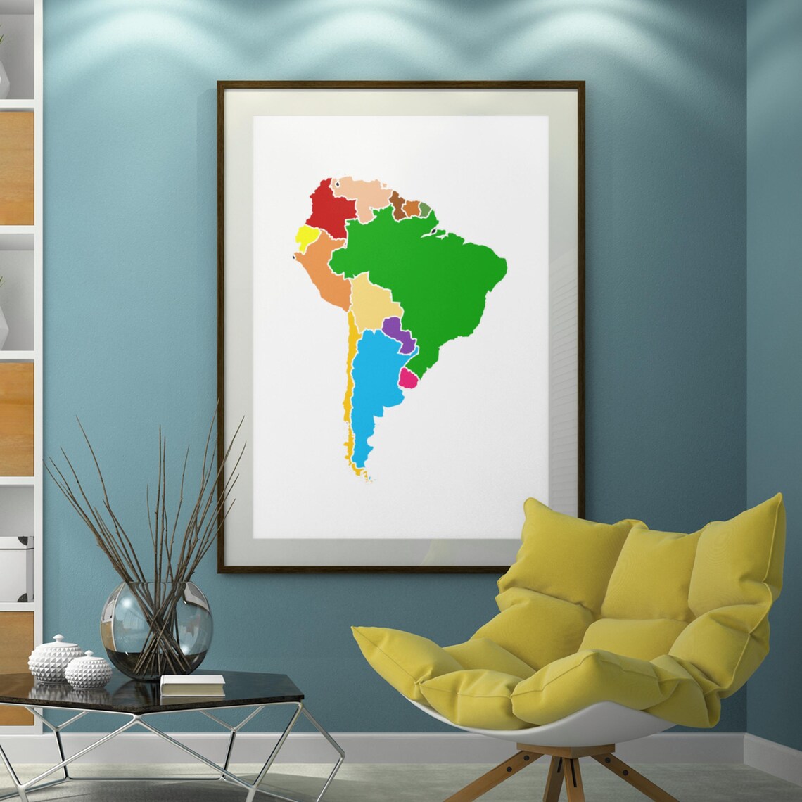 South America Colorful Country Map Educational Geography Poster