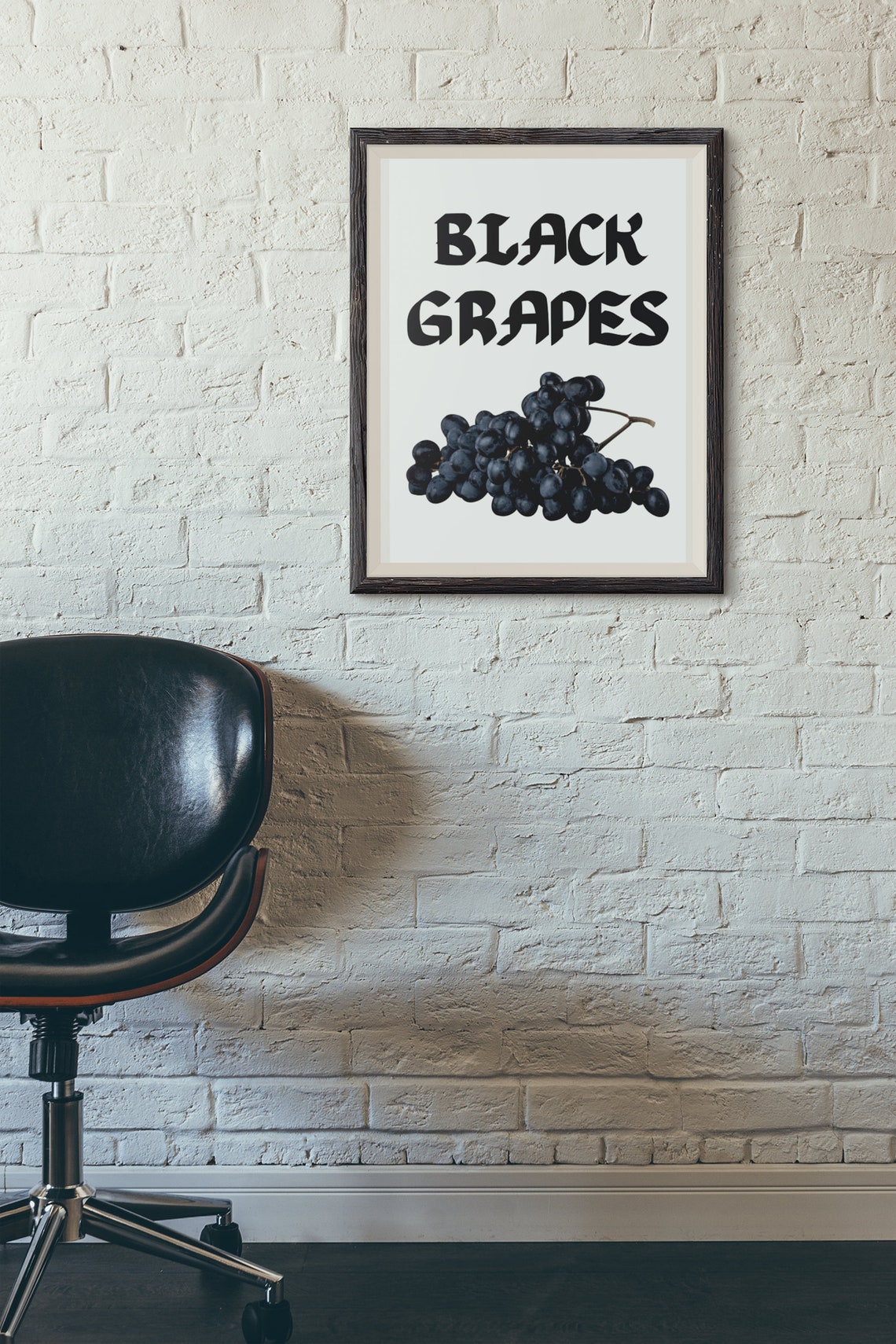 Black Grapes Bold Fresh Fruit Typography Kitchen Poster Decor - Image 3