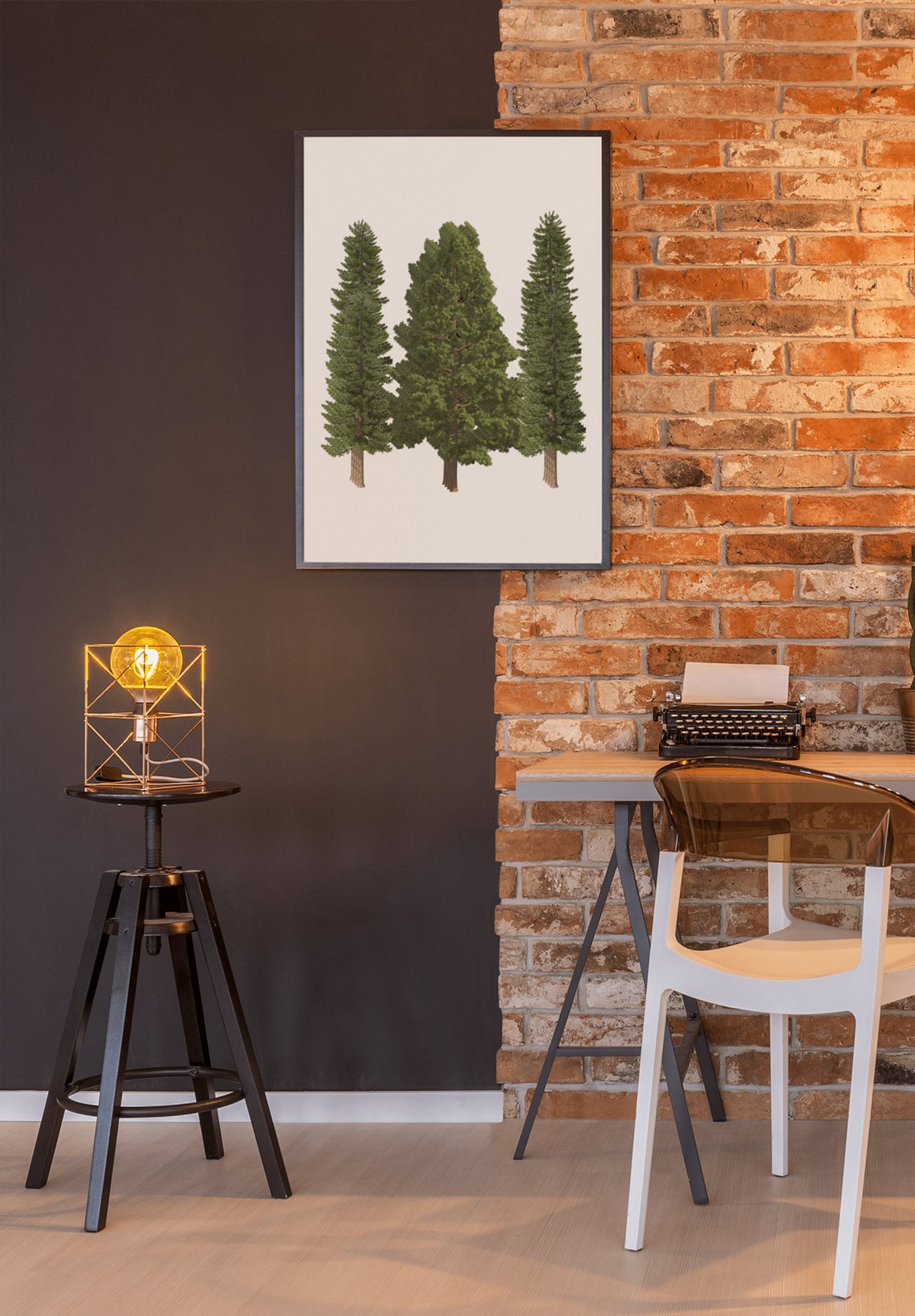 Pine Trees Trio Evergreen Woodland Nursery Forest Wall Decor Poster - Image 5