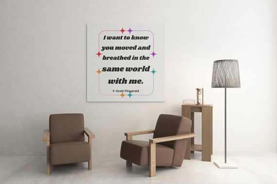 F Scott Fitzgerald Same World Quote Colorful Star Canvas Poster
