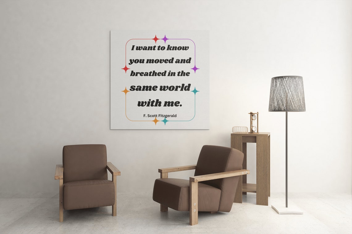 F Scott Fitzgerald Same World Quote Colorful Star Canvas Poster