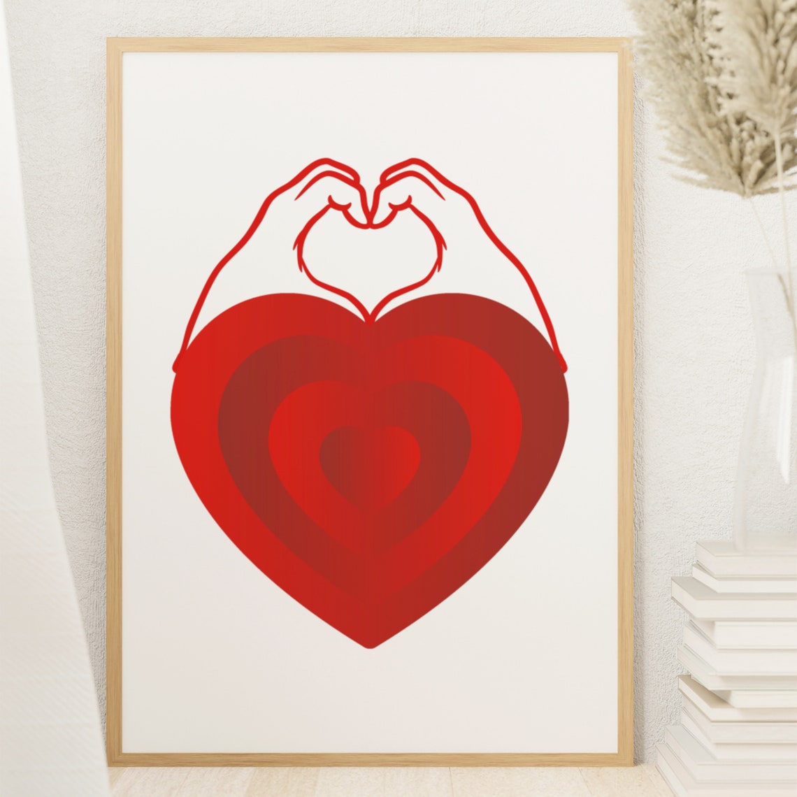 Red Heart Hand Heart Modern Valentine Love Decorative Poster - Image 8