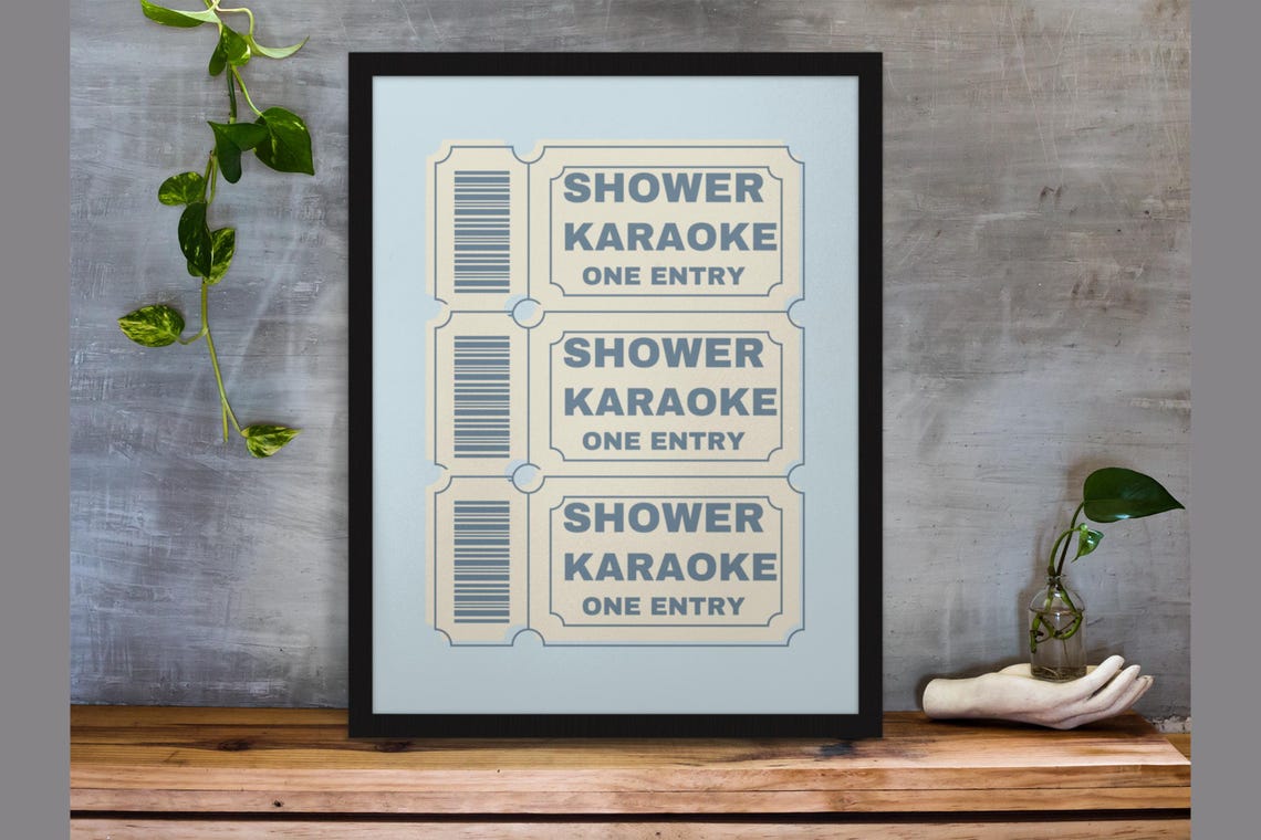 Shower Karaoke Ticket Funny Bathroom Wall Decor Musical Humor Poster - Image 8