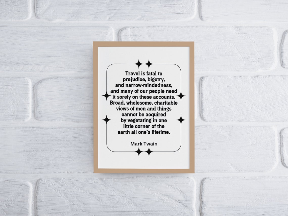 Mark Twain Travel Quote Star Border Office Study Wall Poster - Image 6