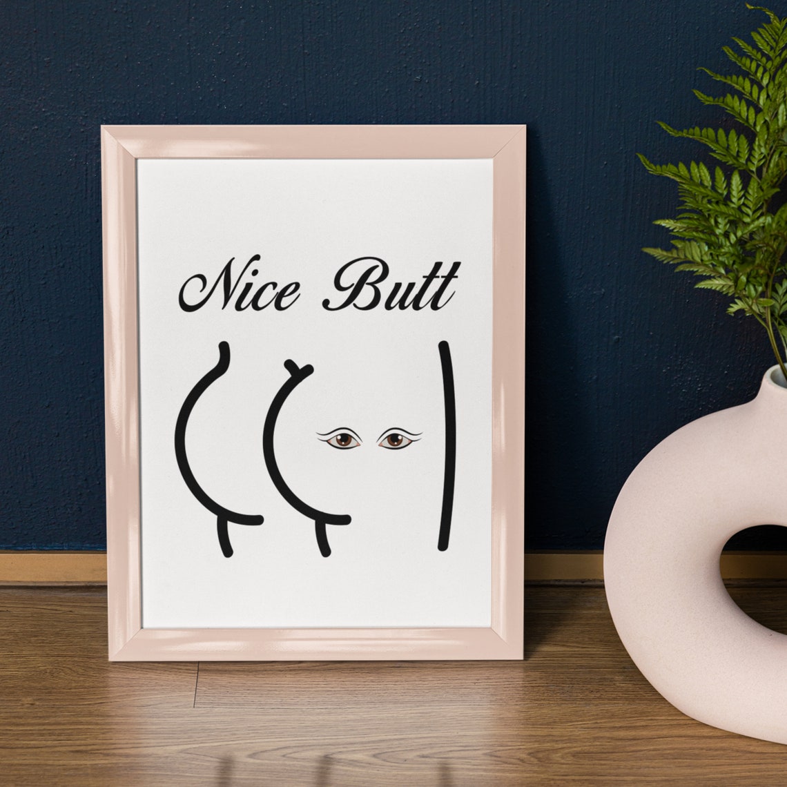 Nice Butt Black Script Minimalist Line Art Cheeky Humor Poster - Image 4
