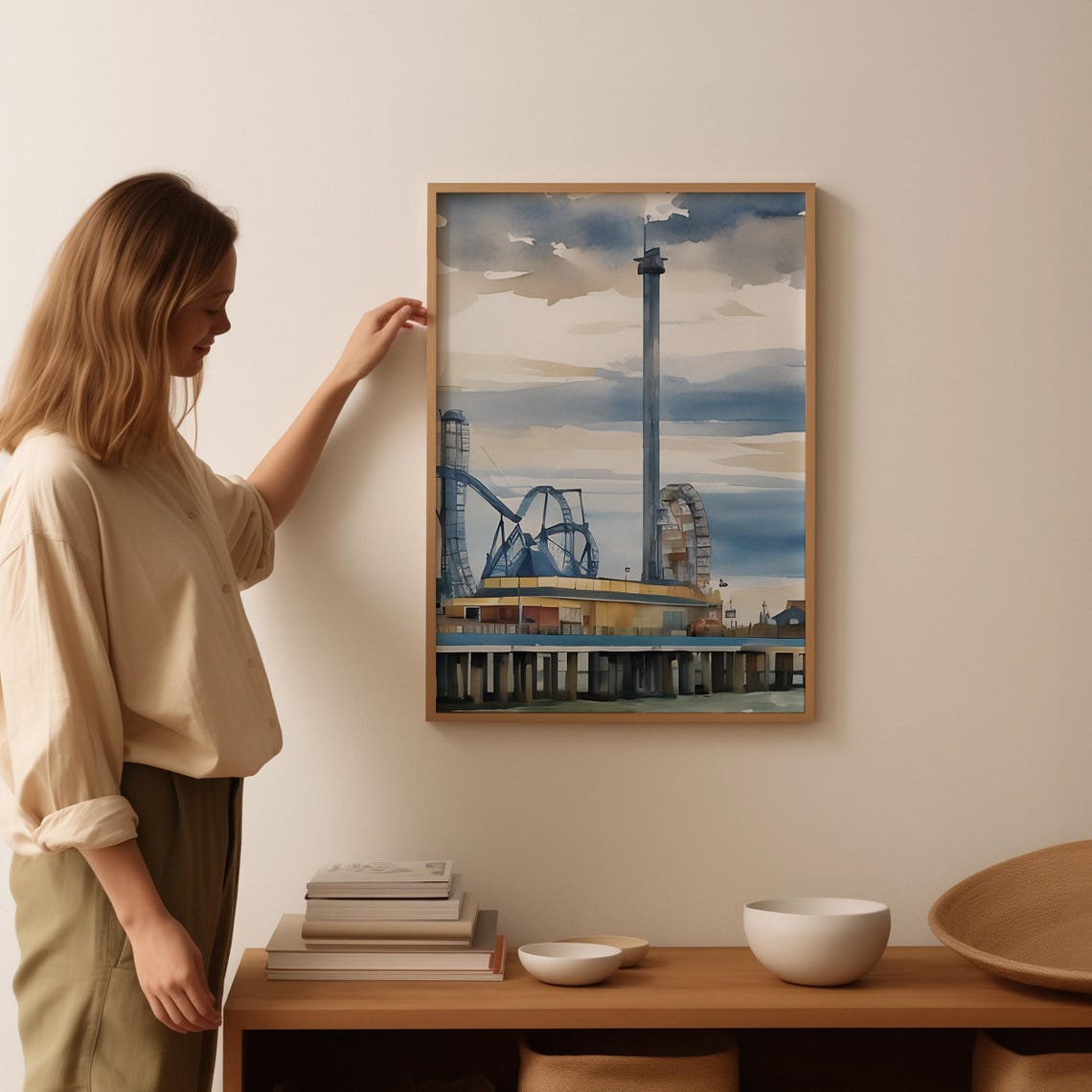 Galveston Art Print Galveston Wall Art Watercolor Art Painting Galveston Gift Galveston Poster Travel Poster Print Galveston Artwork - Image 3