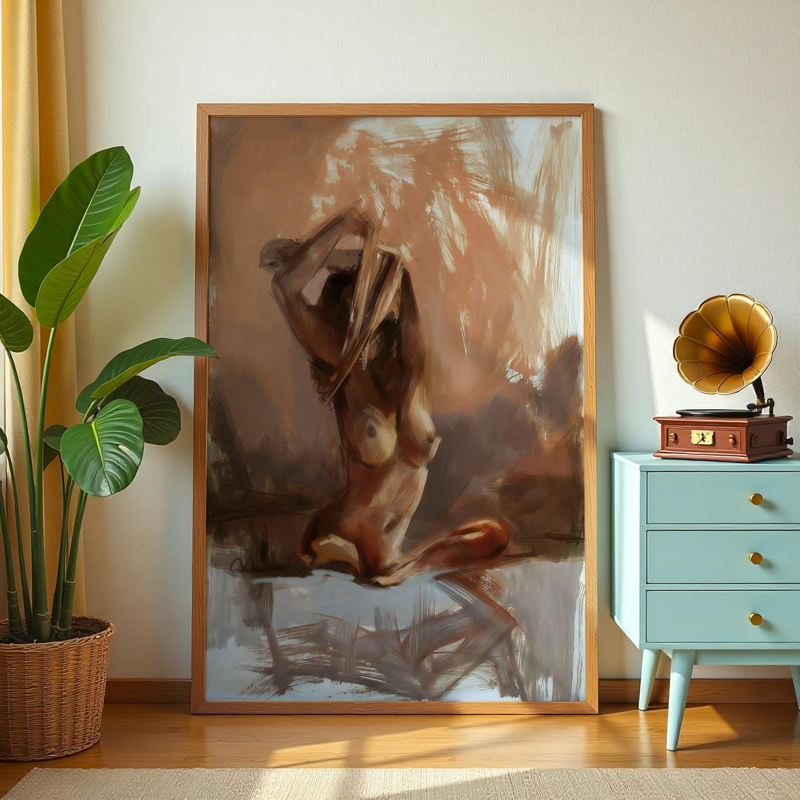 Abstract Nude Figure Warm Earth Tones Minimalist Modern Art Print - Image 3
