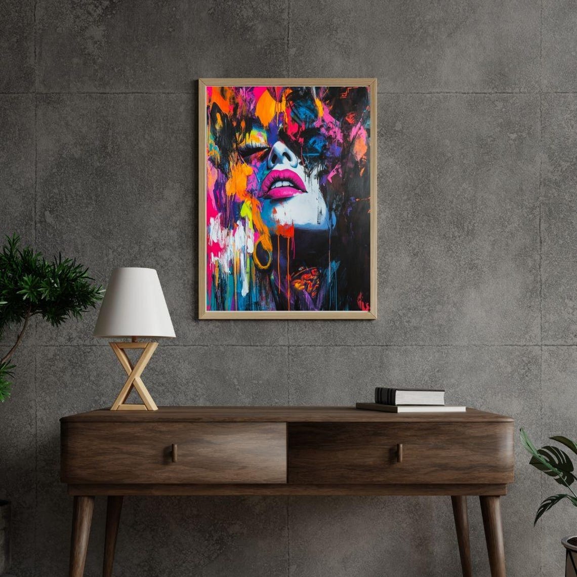 Female Portrait Art Print Bold Graffiti Expressionism Vibrant And Edgy Wall Decor Contemporary Urban Artwork - Image 2