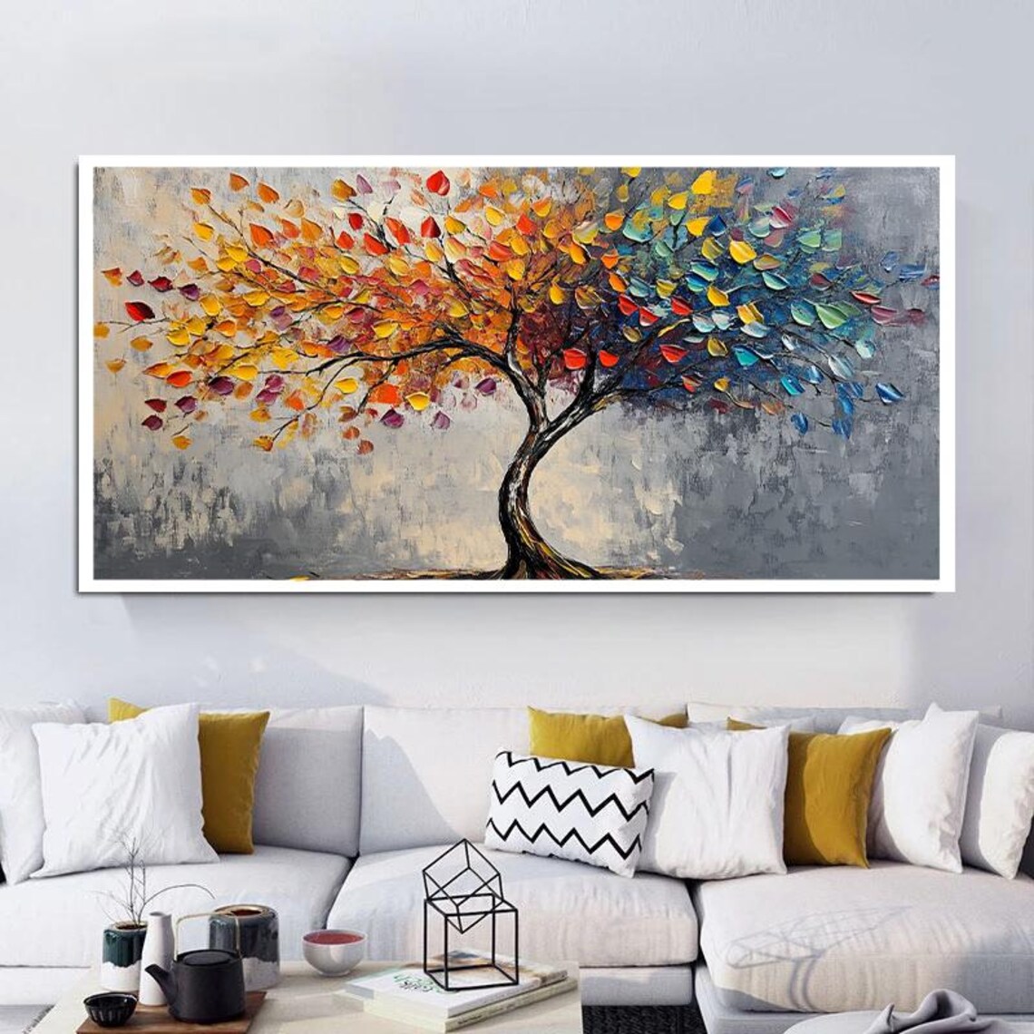 Colorful Abstract Tree Art Print Vibrant Seasons Wall Decor Modern Nature Inspired Artwork For Living Room - Image 3