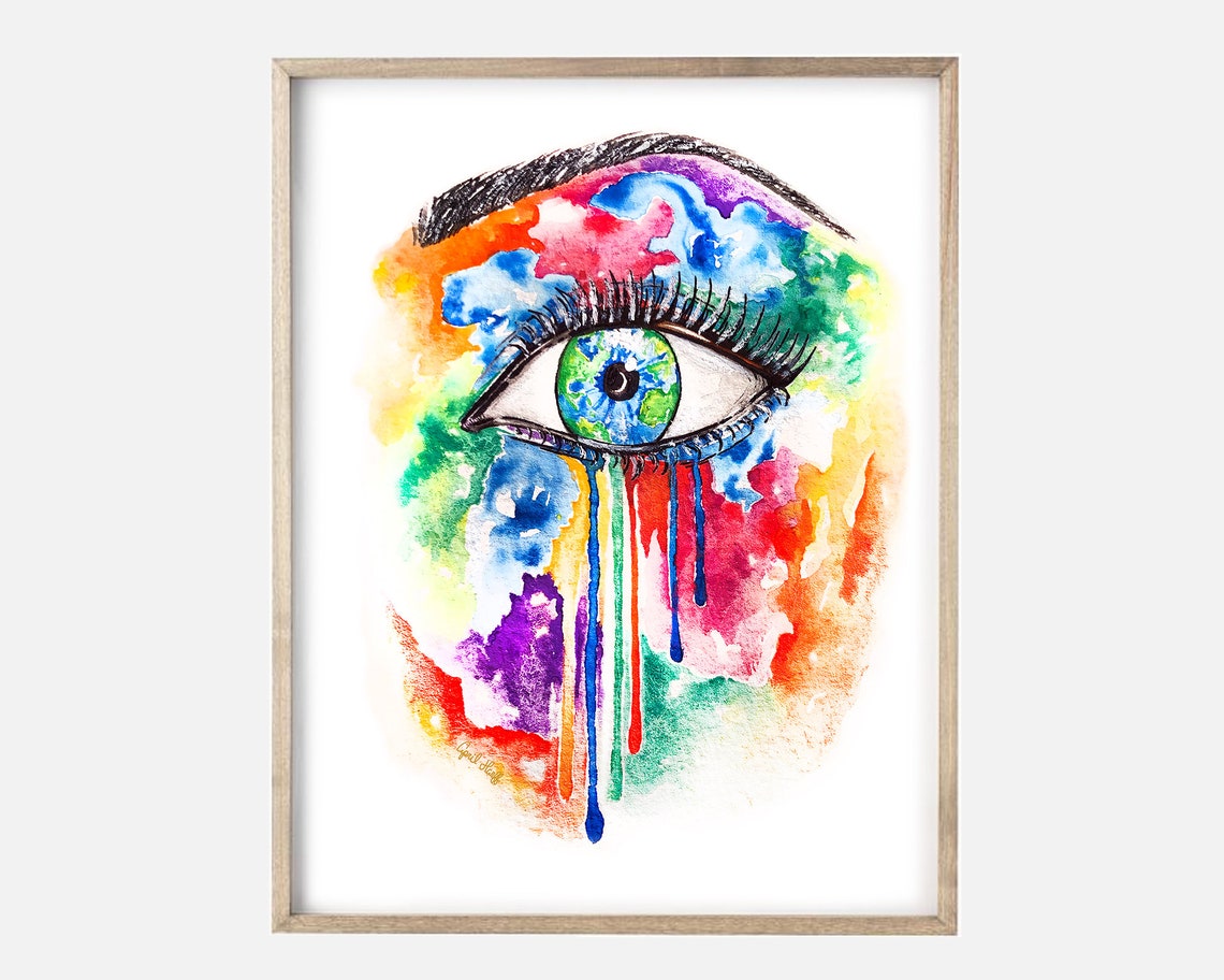 Colorful Eye Watercolor Painting Abstract Dripping Eye Poster - Image 3