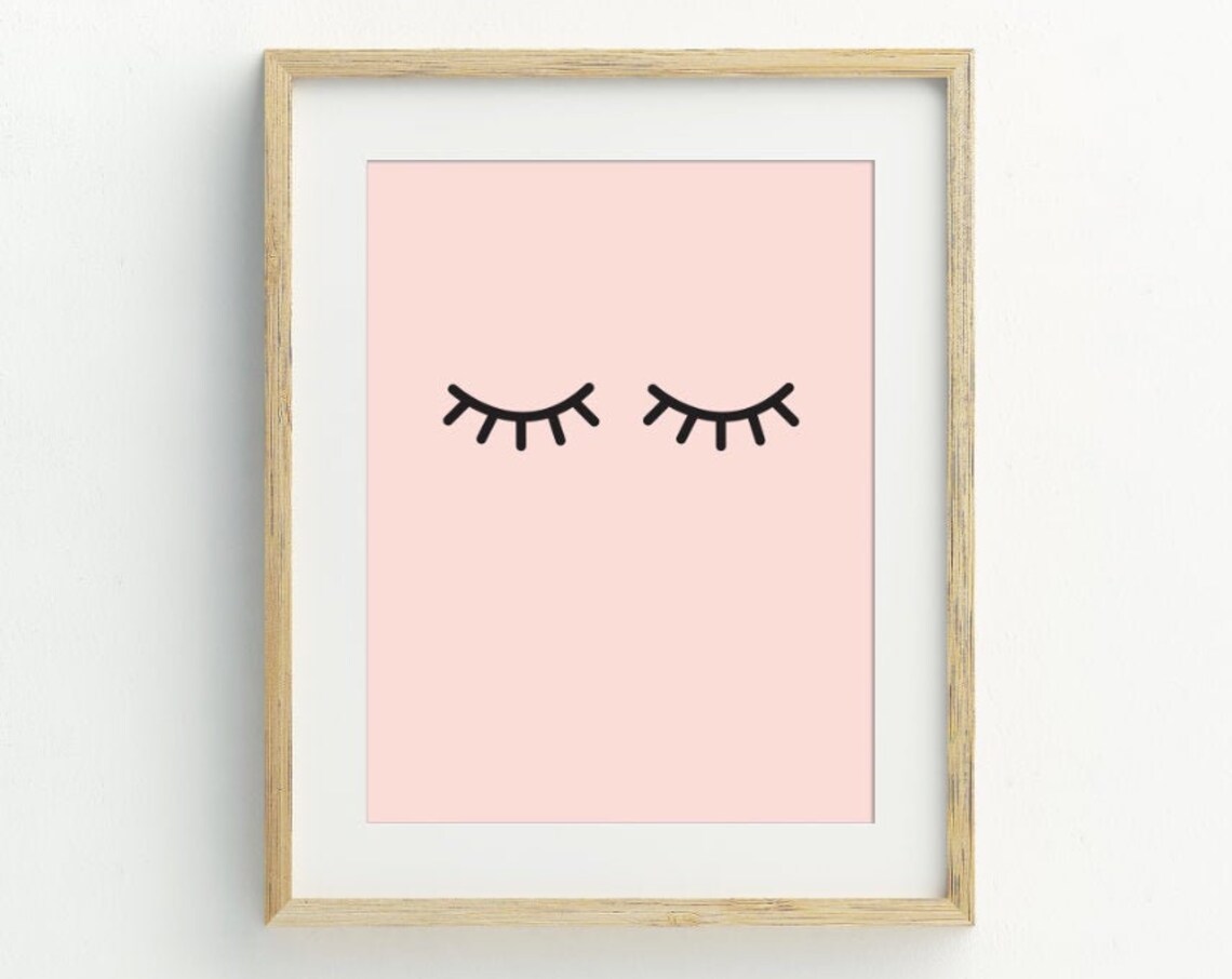 Eyelash Nursery Decor Art Print, Blush Pink