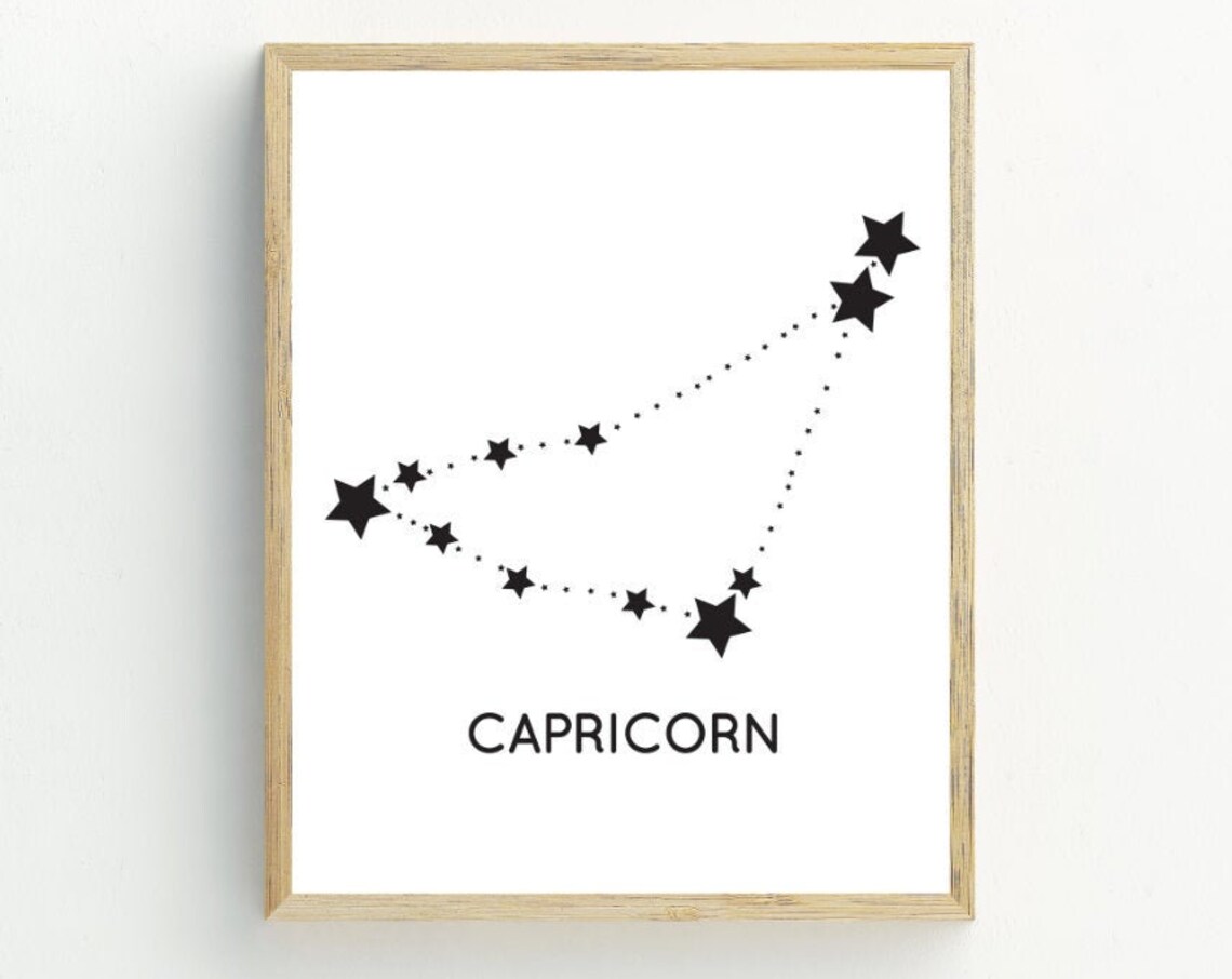 Capricorn Zodiac Constellation Star Print Minimalist Astrology Wall Art Poster