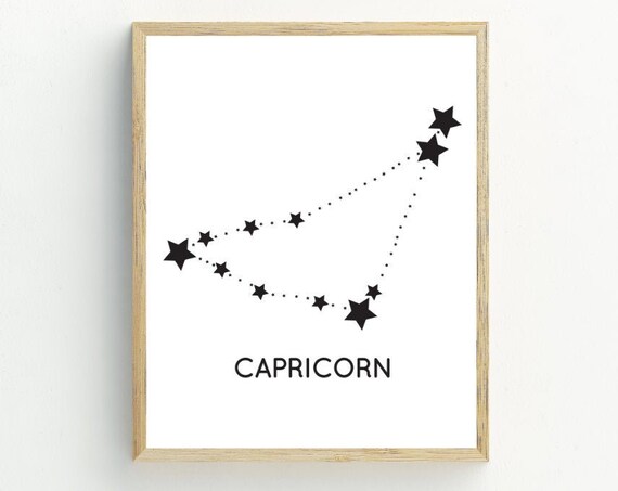 Capricorn Zodiac Constellation Star Print Minimalist Astrology Wall Art Poster