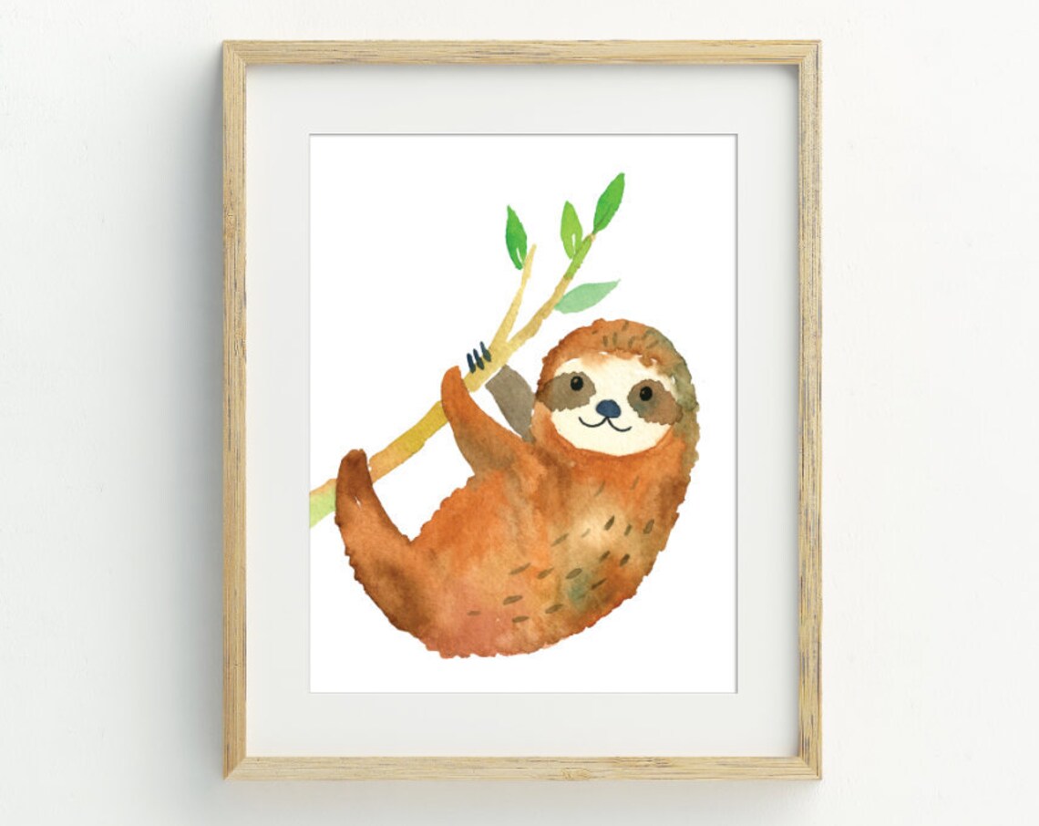 Sloth Nursery Art Print, Animal Wall Art