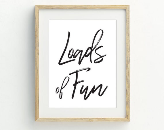 Laundry Wall Art, Black and White Minimalist Print