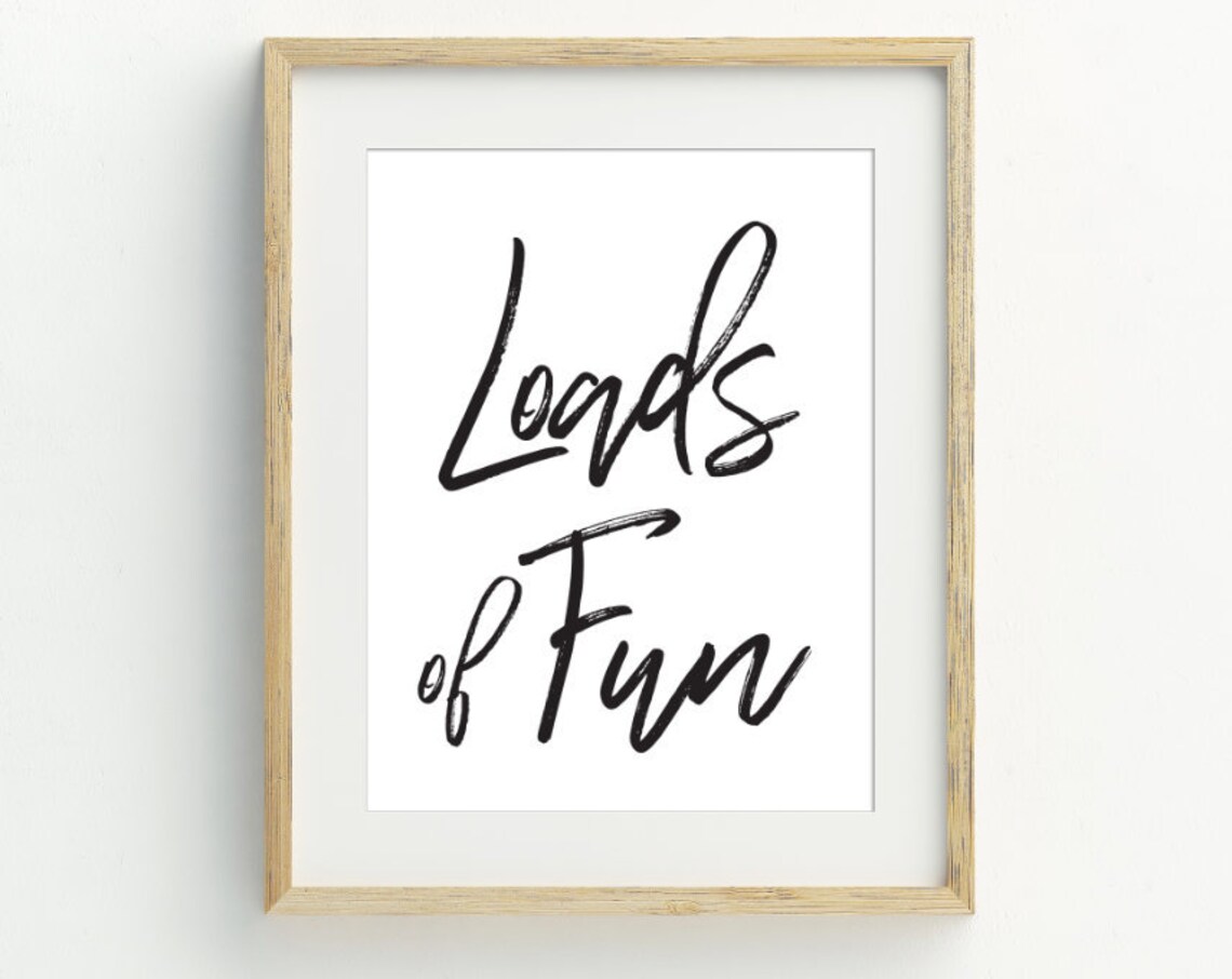 Laundry Wall Art, Black and White Minimalist Print
