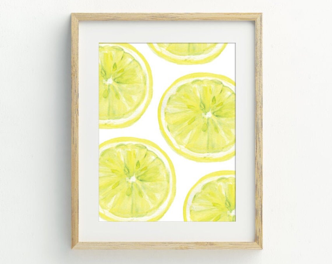 Lemon Fruit Art Print, Kitchen Wall Decor